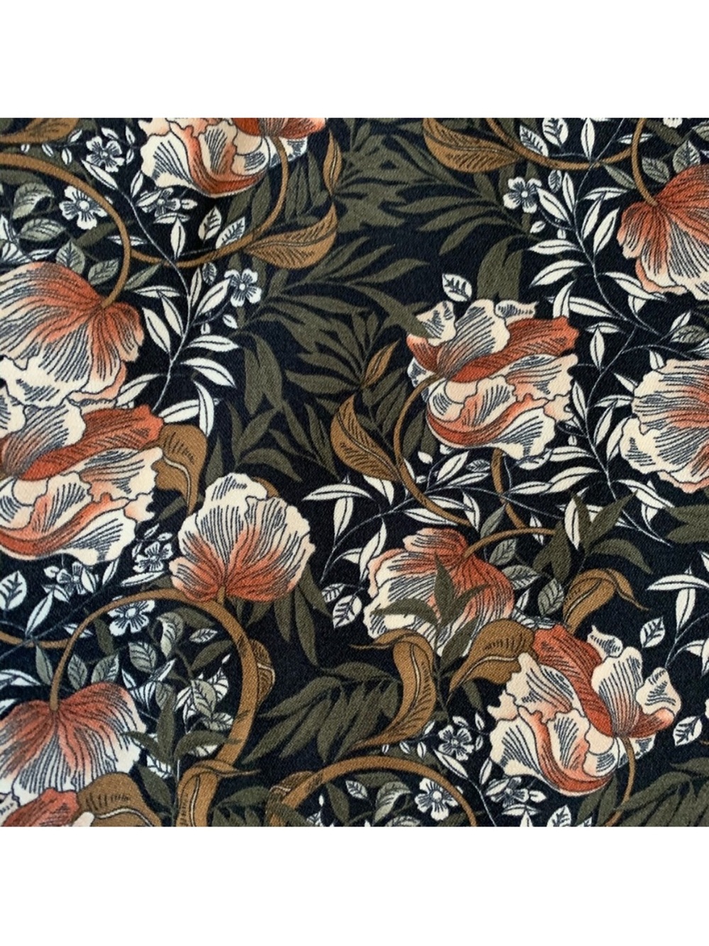 Zara Olive Floral Wide-Leg Pants - Black & Brown Floral